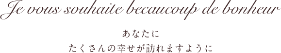 Je vous souhaite becaucoup de bonheur あなたにたくさんの幸せが訪れますように